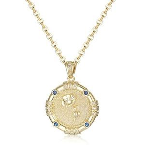 14k GP September Morning Glory BirthFlower/Stone Necklace